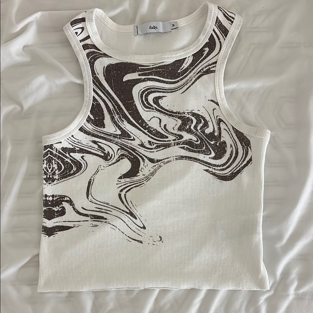 Adika White and Brown Swirl Tank Top